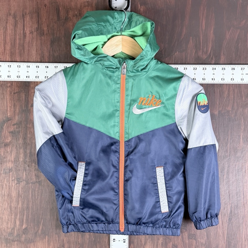 Nike Sportswear NSW Fleece Lined Hooded‎ Jacket Hooded Green Blue Youth Medium